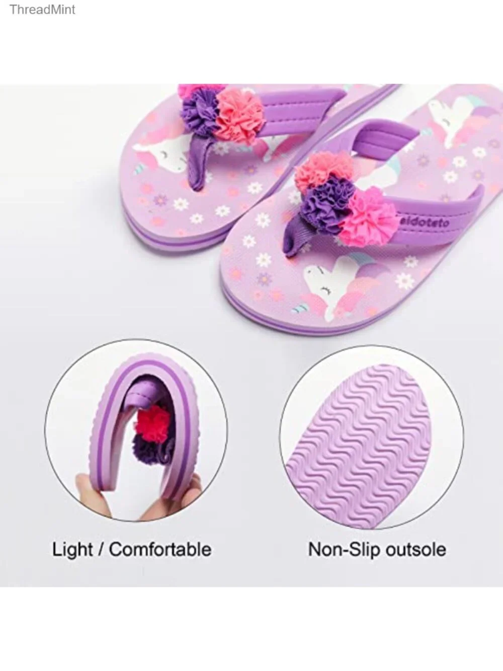 Kids Flip Flops Thong Sandals Slip-On Water Resistant Lightweight